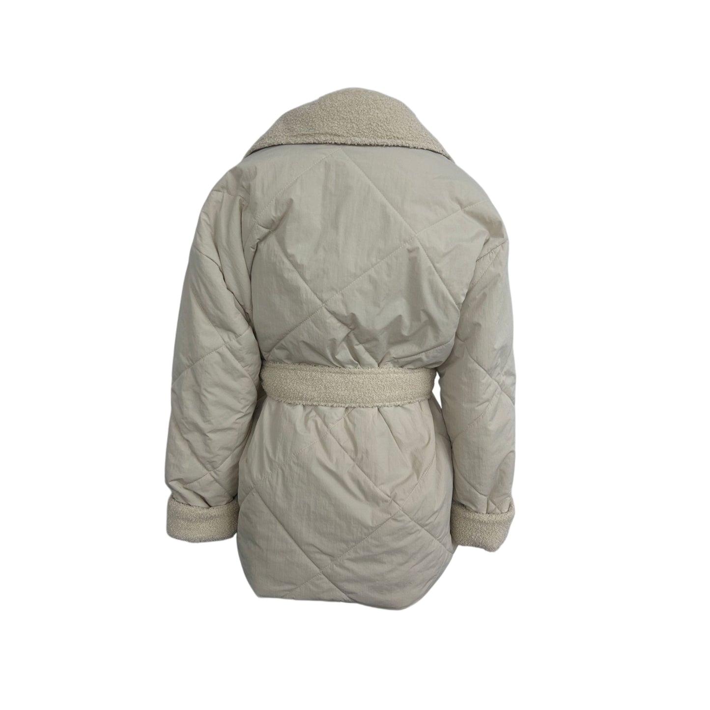 Lapel Faux Fur Waist-Tied Coat