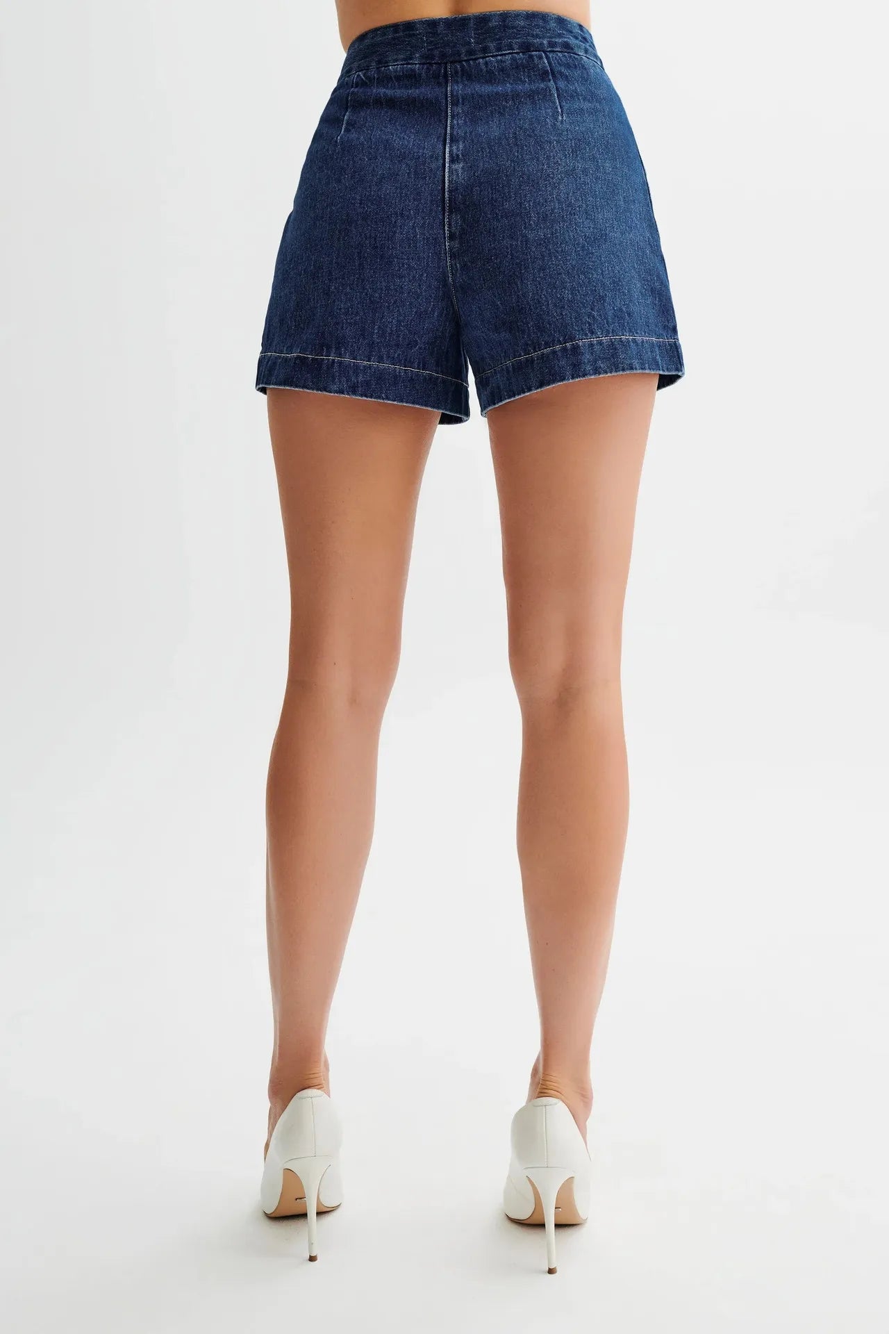 Denim Top And High Waist Shorts Set