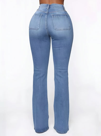 Full Size High Waisted Button-Fly Flare Jeans Plus Size