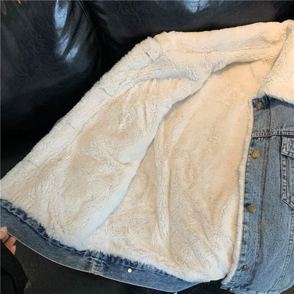 Fur Collar Loose Denim Jacket