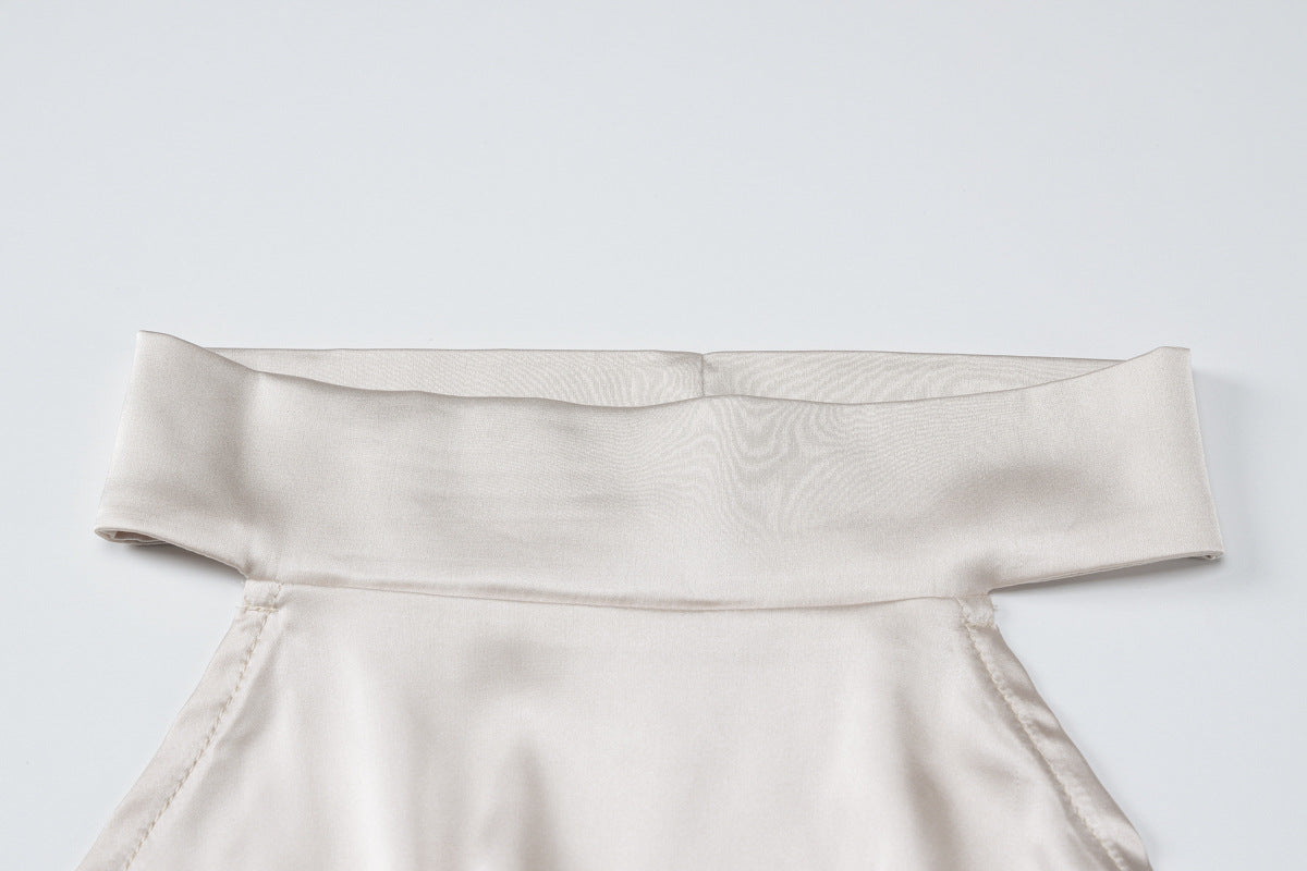 Sleeveless Halter Backless Satin Dress