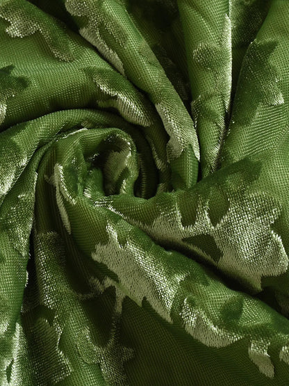 Close-up of green fabric with a subtle pattern for a halter Neck Cutout Midi Dress