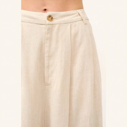 High-Rise Wide Leg Linen Blended Pants