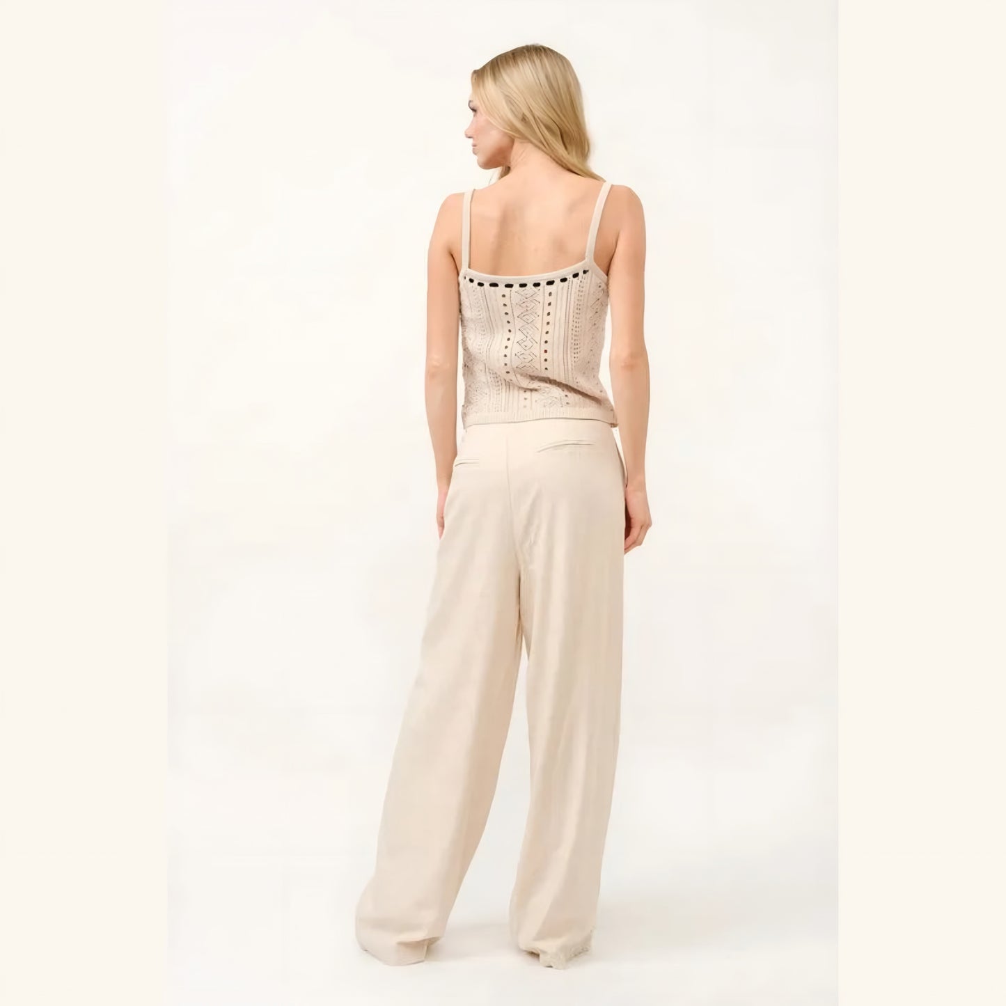 High-Rise Wide Leg Linen Blended Pants
