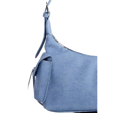 Fame Braided Accent Double Pocket Shoulder Bag