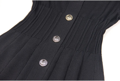 Knitted Lapel A- Line Dress