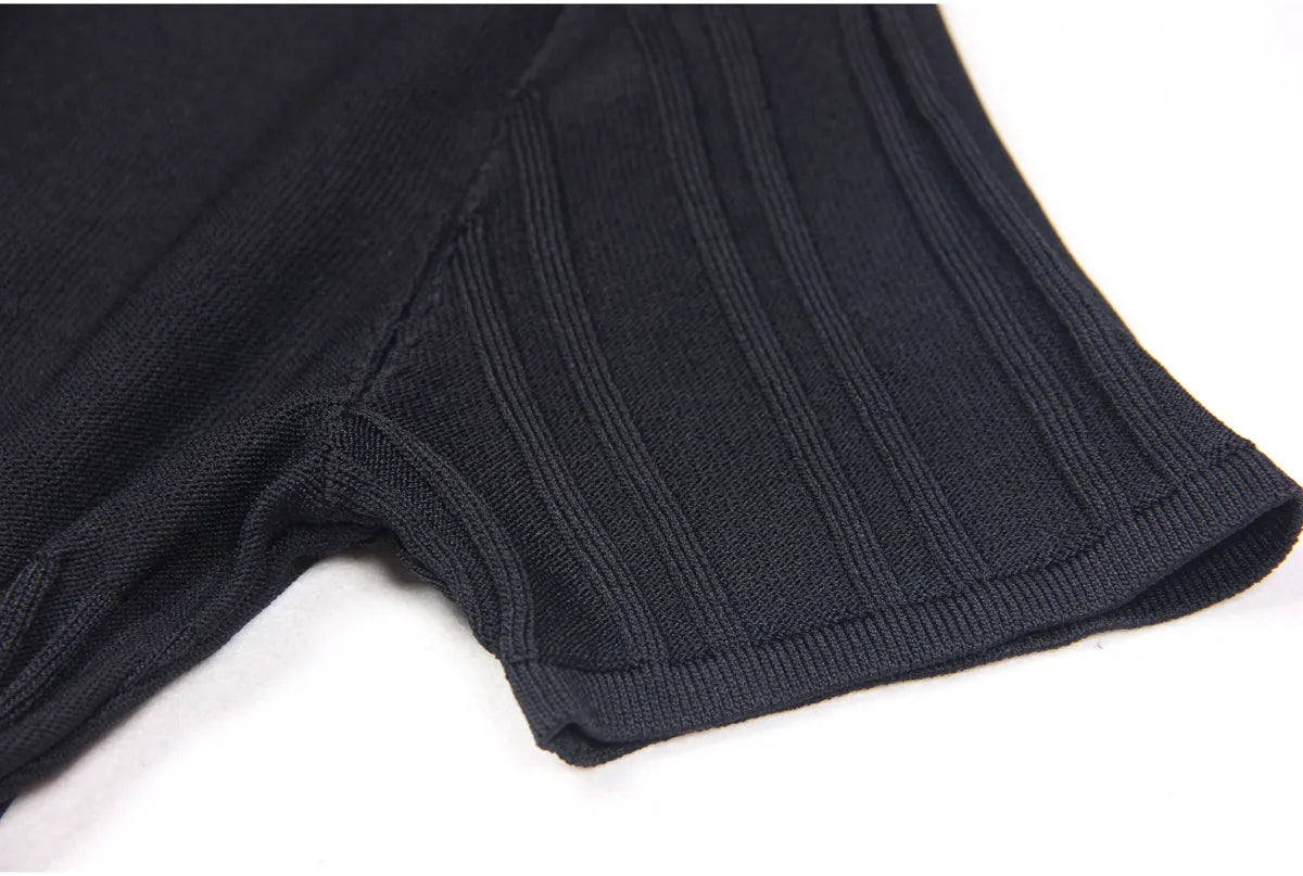 Knitted Lapel A- Line Dress