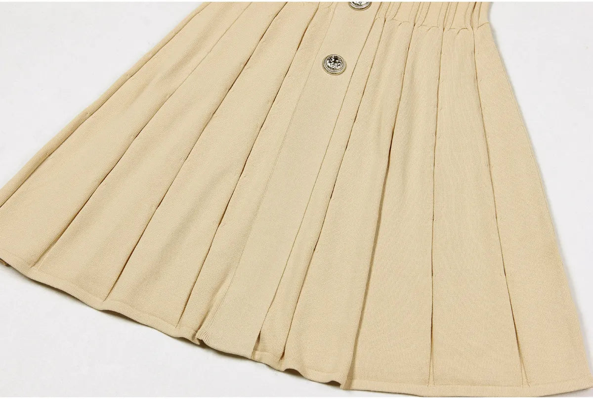 Knitted Lapel A- Line Dress