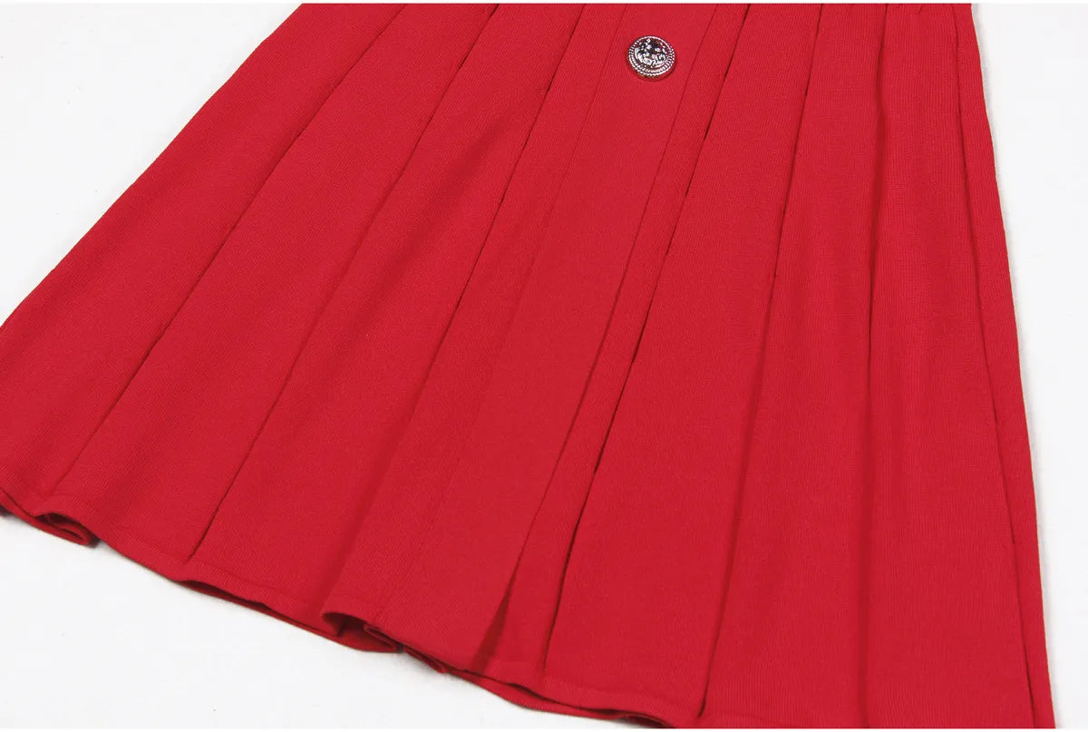 Knitted Lapel A- Line Dress