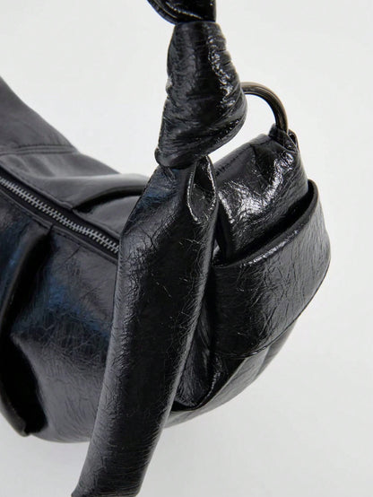 Knotted Croissant PU Leather Bag