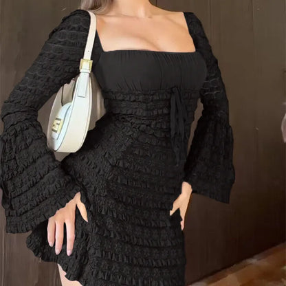 Lace Long Sleeve Sheath Short Dress