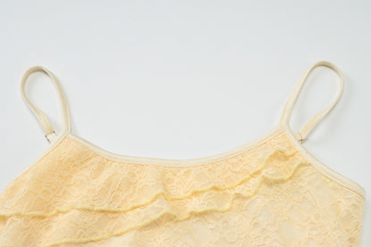 Lace Top and High Waist Skirt Two-piece Set