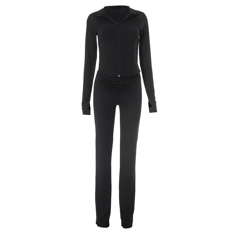 Line Zipper Hooded Set