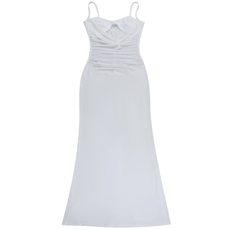 Mesh Patchwork Flower Sling Dress