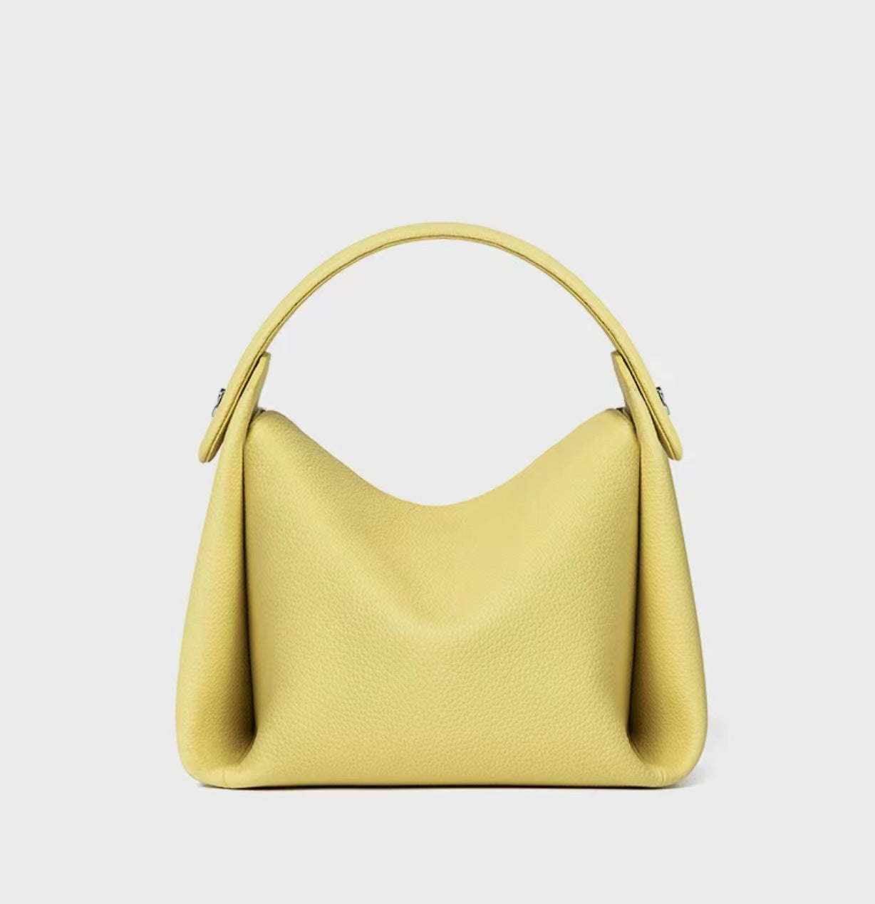 Yellow Minimalist Genuine Leather Small Bag on a white background