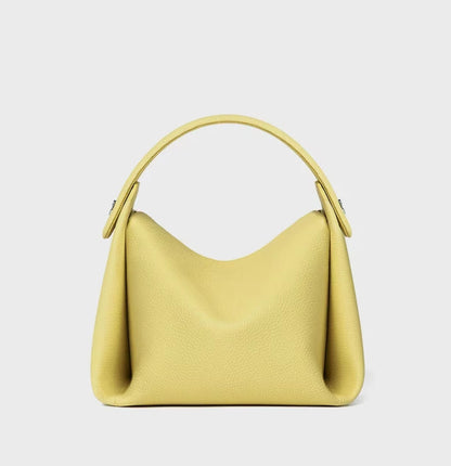 Yellow Minimalist Genuine Leather Small Bag on a white background
