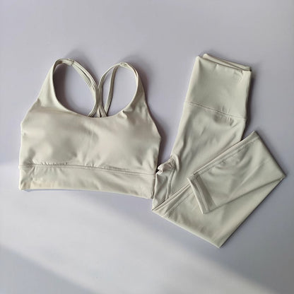 Sports bra and legging beige set