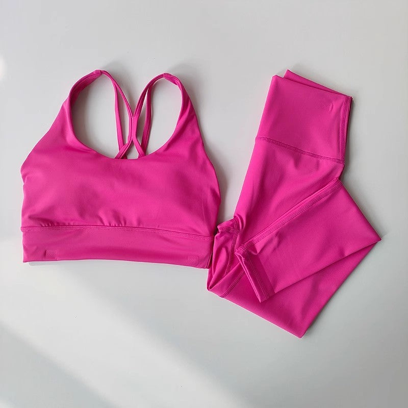 Sports bra and legging pink set