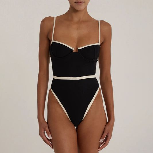 Black White Cupped One Piece