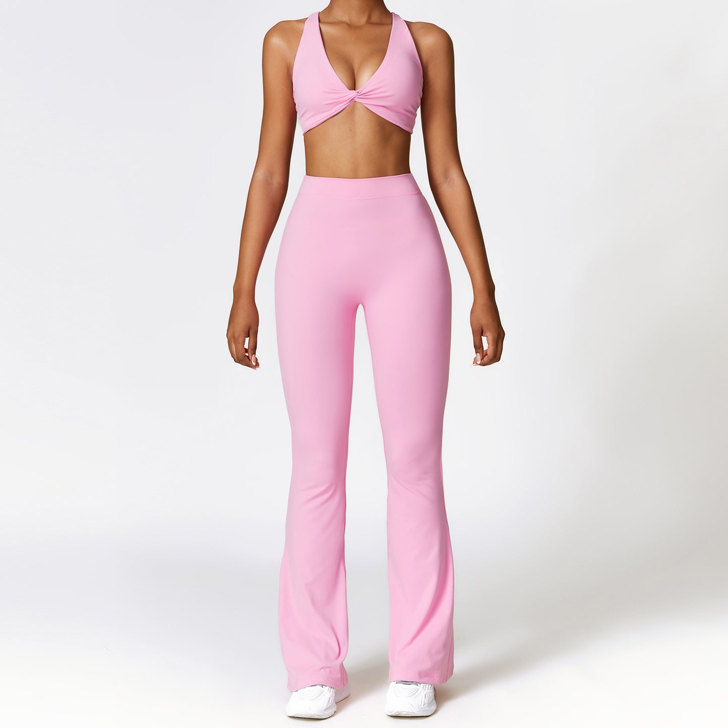 Peach High Rise Bell Bottom Set