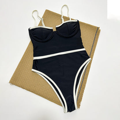 Black White Cupped One Piece