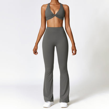 Peach High Rise Bell Bottom Set