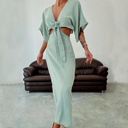 Bare Midriff  V-neck Dress