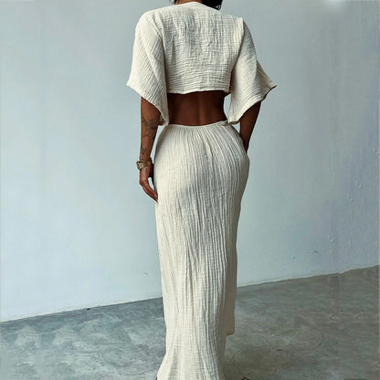 Bare Midriff  V-neck Dress