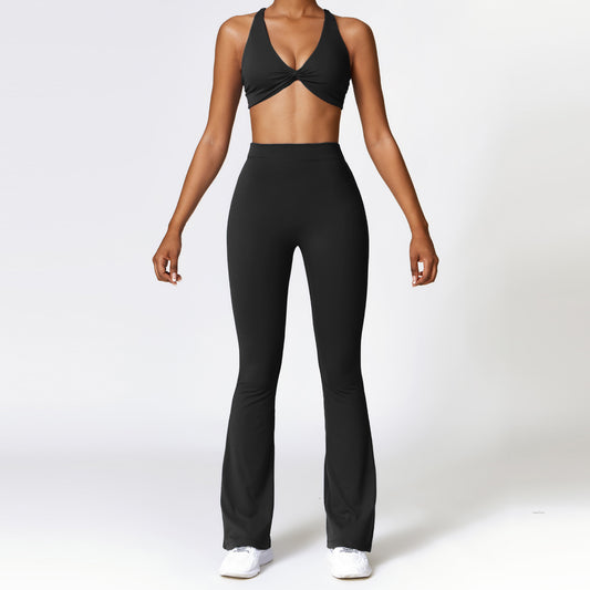 Peach High Rise Bell Bottom Set