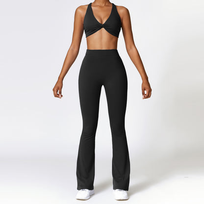 Peach High Rise Bell Bottom Set