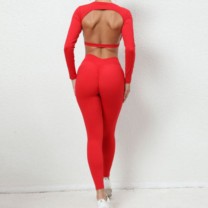 Open back sports top red back 