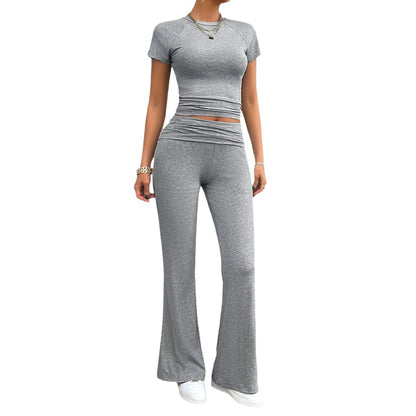 Solid Color Slim-Fit Short Sleeve Co-Ord Set