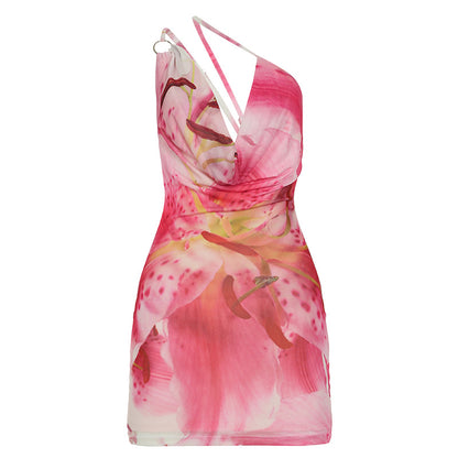 Stitching Flower Print Dress