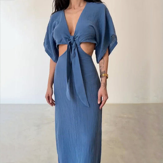 Bare Midriff  V-neck Dress