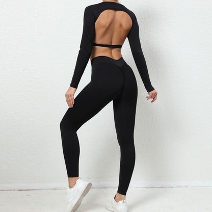 Open back sports top black 