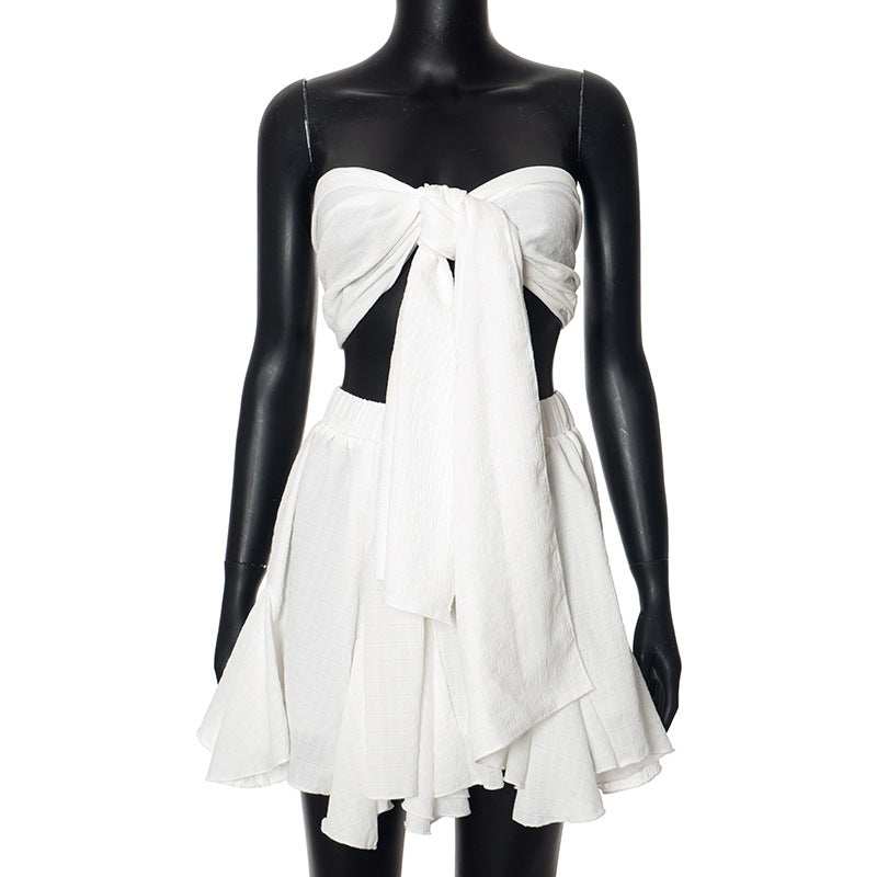 Chiffon Tube Top Ruffled Set