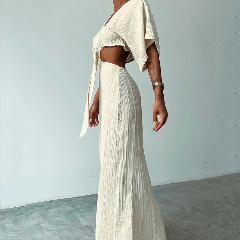 Bare Midriff  V-neck Dress