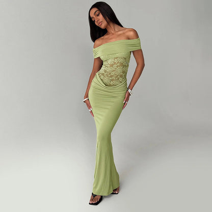 Off-the-shoulder Lace Long Dress