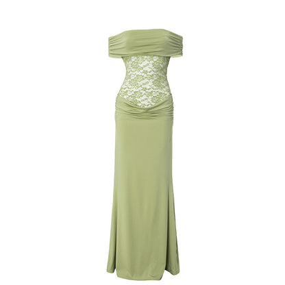 Off-the-shoulder Lace Long Dress