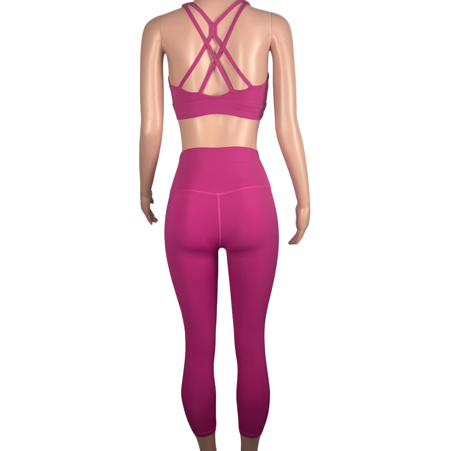 Sports bra and legging set pink back