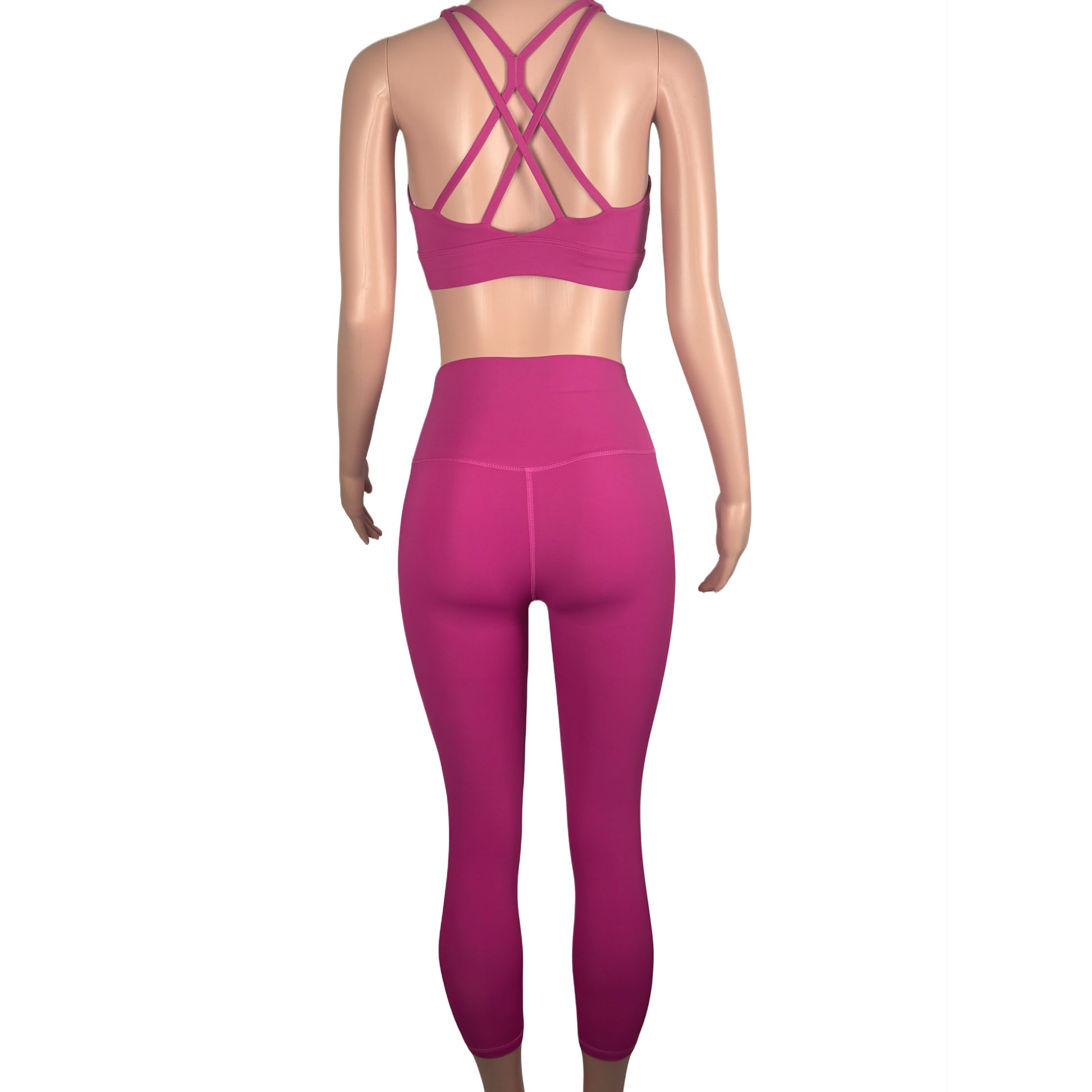 Sports bra and legging set pink back