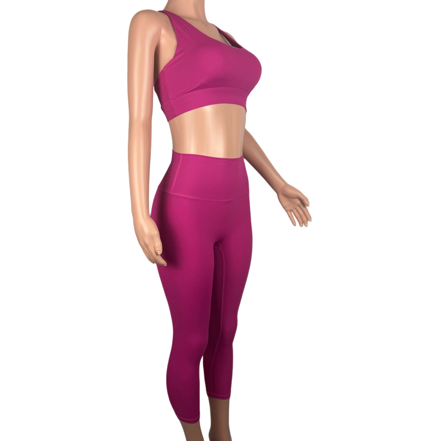 Sports bra and legging set pink side