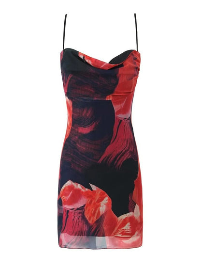 Mini Cami Dress with floral design on a white background