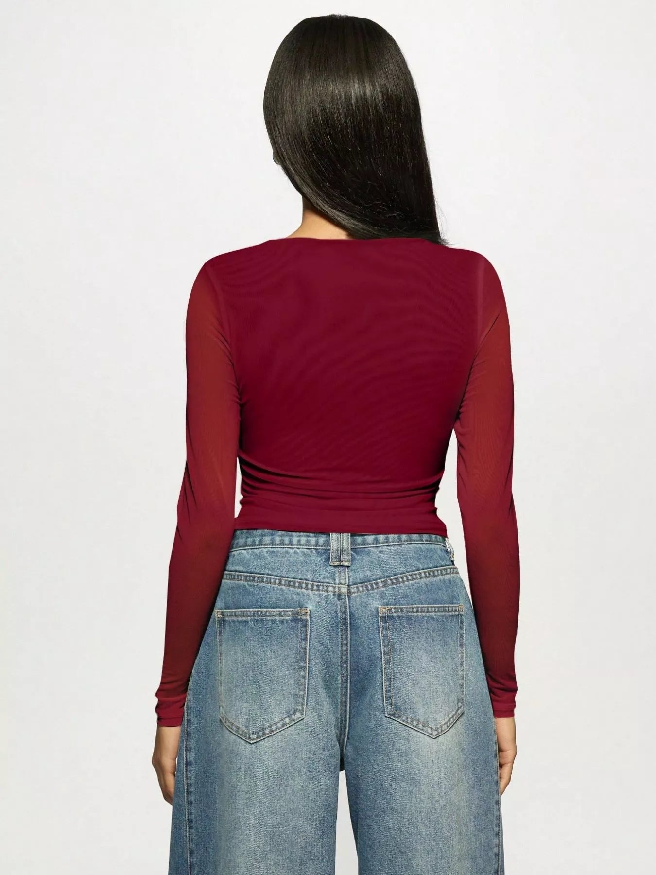 Rhinestone Embellished Long Sleeve Top