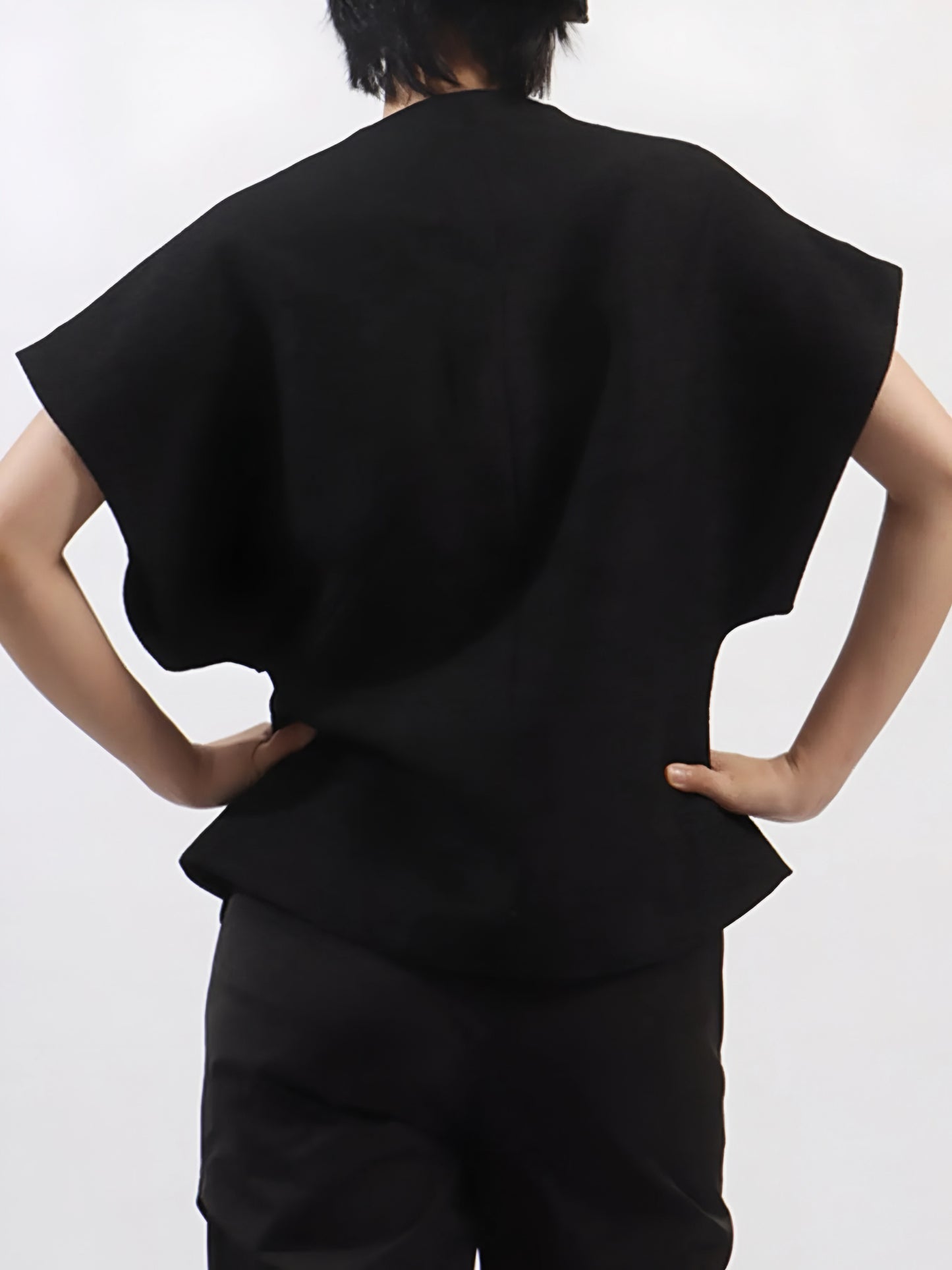 back view of luxury plus size and regular size vest coat with rhinestone embellishments