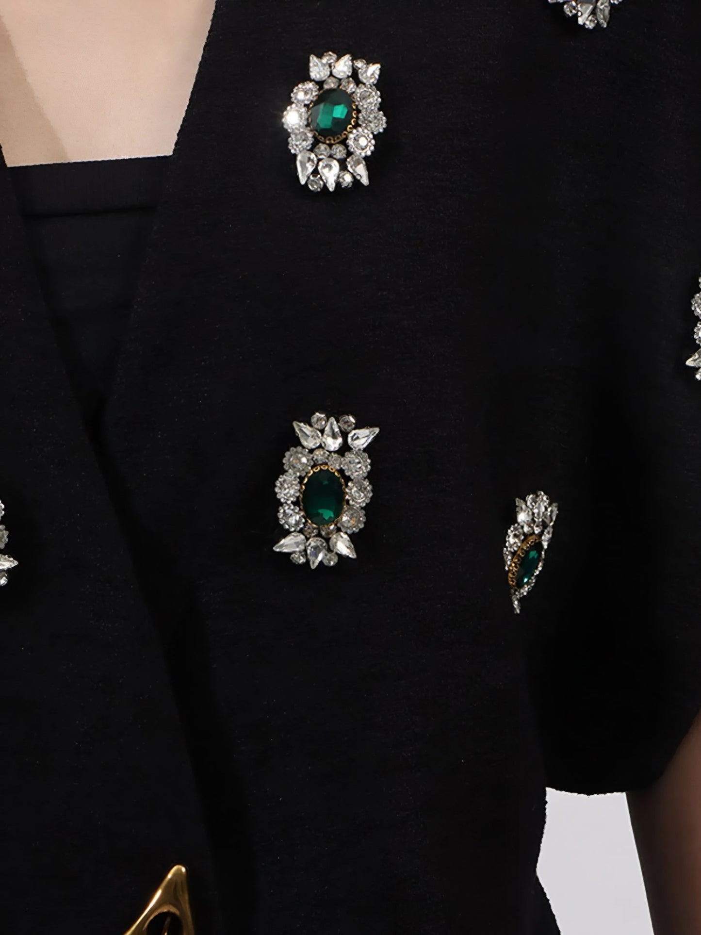 Luxury plus size and regular size vest coat with rhinestone embellishments