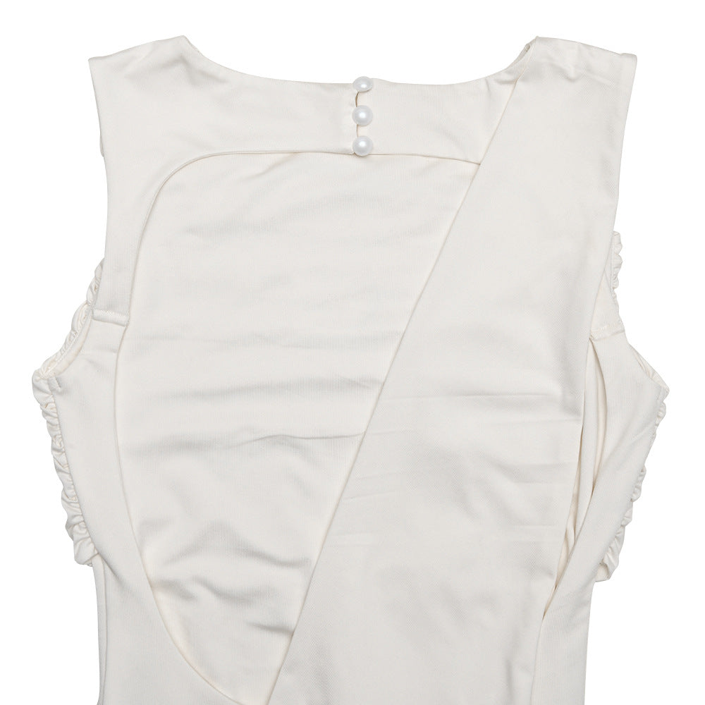 Round Neck Draped Backless Dress