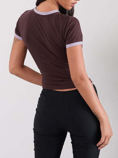 Model wearingRunning Late Letter graphic Short Sleeve T-Shirt Back View