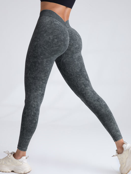 scrunch back gym leggings dark gray back