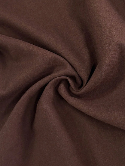 Close-up of brown fabric for cotton/linen/polyester two piece coordinated pant suit set 
